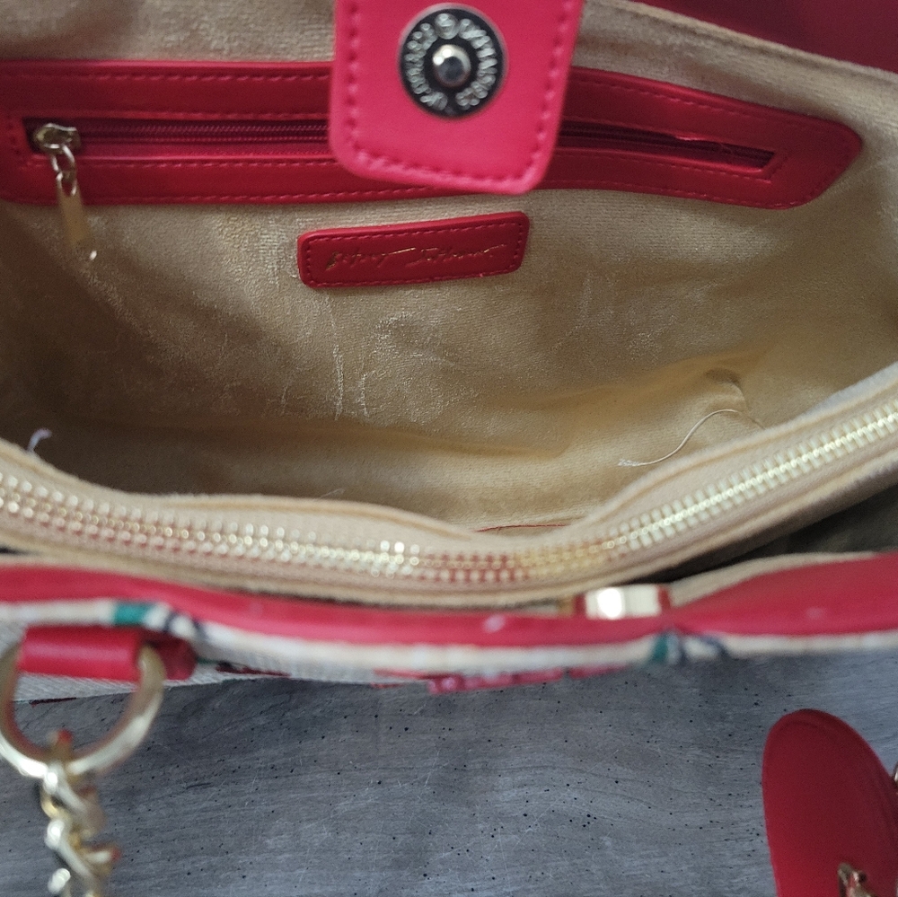 Betsey Johnson cherry print tote bag with charms - Picture 8 of 8